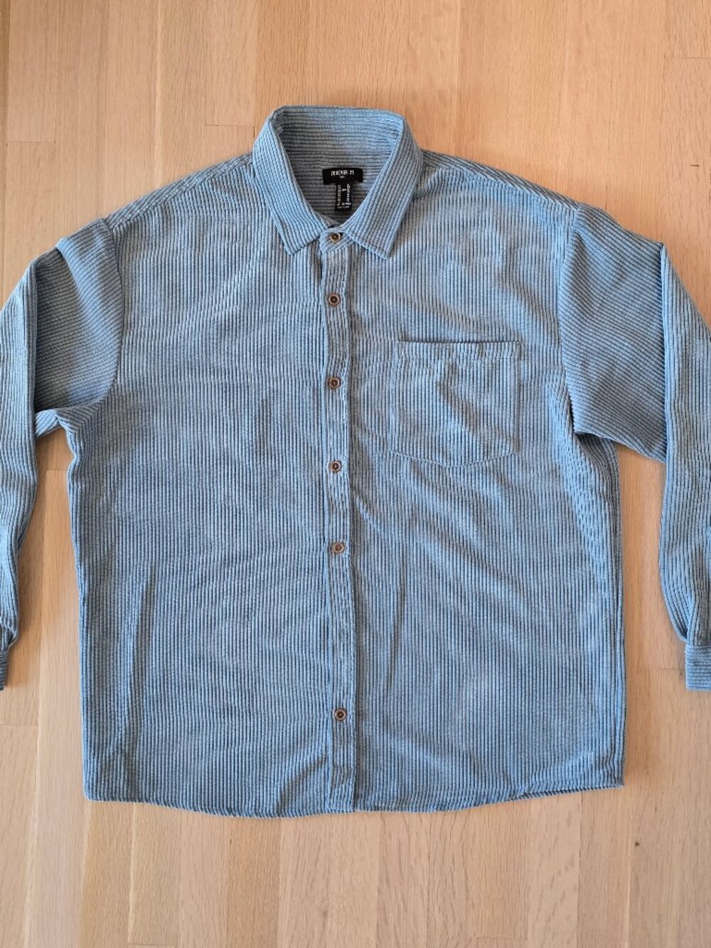Forever 21 Men's XL Blue Corduroy Long Sleeve Button Down Shirt